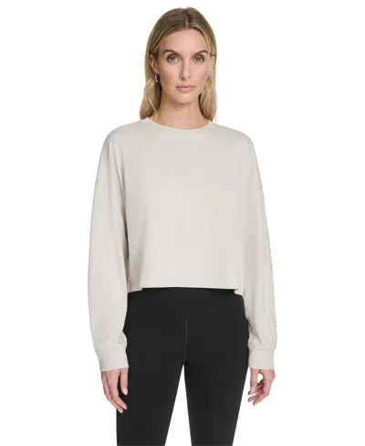 Calvin Klein Performance Women's Logo Cropped Long-sleeve In Neutral