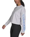 Calvin Klein Performance Women's Logo Cropped Long-sleeve In Blue