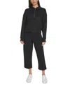 Calvin Klein Performance Women's Logo Half-zip Cozy Fleece Sweatshirt In Black