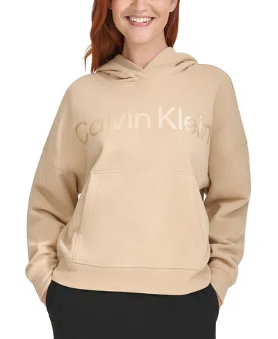 Calvin Klein Performance Women's Logo Hoodie In Wheat