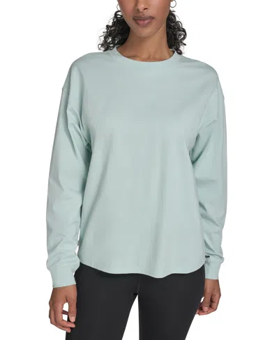 Calvin Klein Performance Women's Long-sleeve Crewneck T-shirt In Blue
