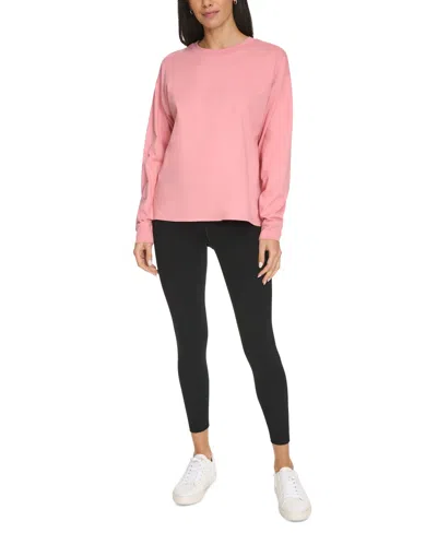 Calvin Klein Performance Women's Long-sleeve Crewneck T-shirt In Brandied Apricot
