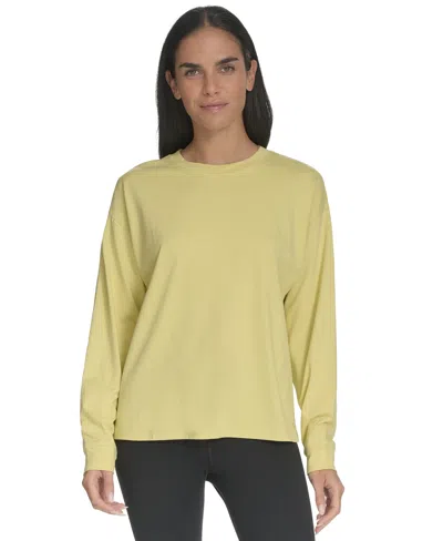 Calvin Klein Performance Women's Long-sleeve Crewneck T-shirt In Muted Lime