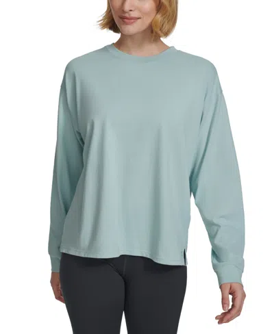 Calvin Klein Performance Women's Long-sleeve Crewneck T-shirt In Blue Surf