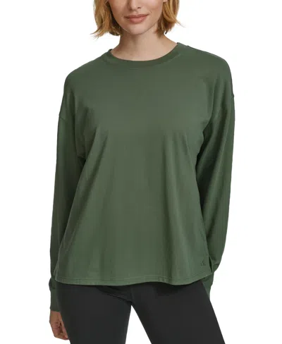 Calvin Klein Performance Women's Long-sleeve Crewneck T-shirt In Thyme