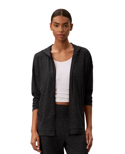 Calvin Klein Performance Women's Melange Lightweight Hooded Jacket In Black