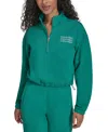 Calvin Klein Performance Women's Mini Triple Logo Fleece Half-zip Pullover Sweatshirt In Green