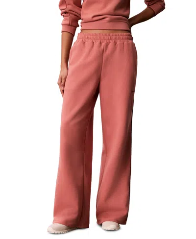 Calvin Klein Performance Women's Piped Wide-leg Sweatpants In Pink