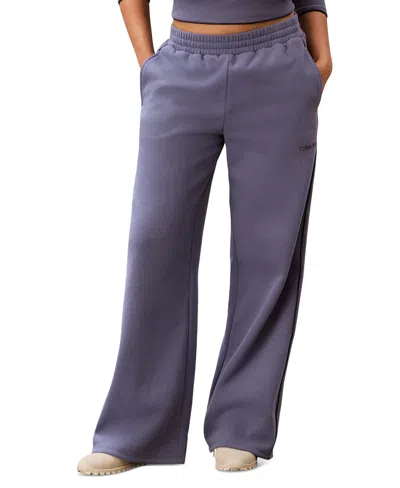Calvin Klein Performance Women's Piped Wide-leg Sweatpants In Purple