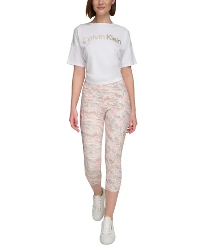 Calvin Klein Performance Women's Printed High-waist Leggings In Fluo Peach