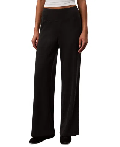 Calvin Klein Performance Women's Pull-on Waffle-knit Relaxed-fit Straight-leg Pants In Black