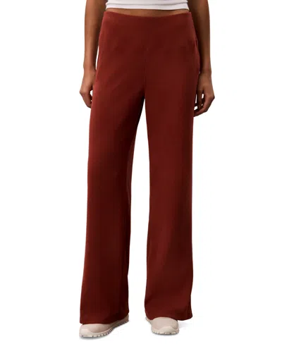 Calvin Klein Performance Women's Pull-on Waffle-knit Relaxed-fit Straight-leg Pants In Spiced Apple