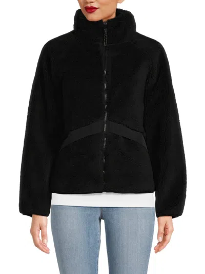 Calvin Klein Performance Women's Reversible Faux Shearling Jacket In Black