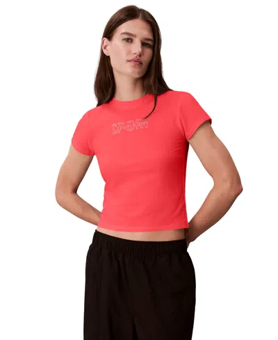 Calvin Klein Performance Women's Short-sleeve Crewneck T-shirt In Red