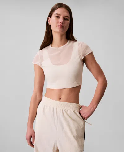 Calvin Klein Performance Women's Short-sleeve Sport Sculpt Top In Neutral