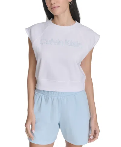 Calvin Klein Performance Women's Sleeveless Puff-logo Cropped Top