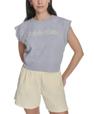 Calvin Klein Performance Women's Sleeveless Puff-logo Cropped Top