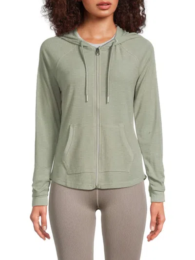 Calvin Klein Performance Women's Solid Zip Up Hoodie In Sage Brush