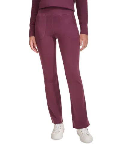 Calvin Klein Performance Women's Tech Waffle-knit Flare-leg Pants In Garnet
