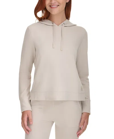 Calvin Klein Performance Women's Waffle-knit Pullover Hoodie In Chalk