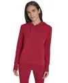 Calvin Klein Performance Women's Waffle-knit Pullover Hoodie In Red