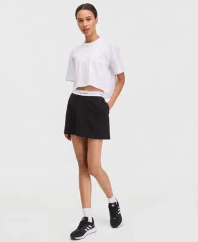 Calvin Klein Performance Womens Boxy Cropped Logo Tee Pull On Skort In White