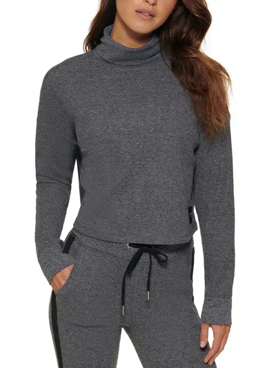 Calvin Klein Performance Womens Cropped Long Sleeve Turtleneck Top In Gray