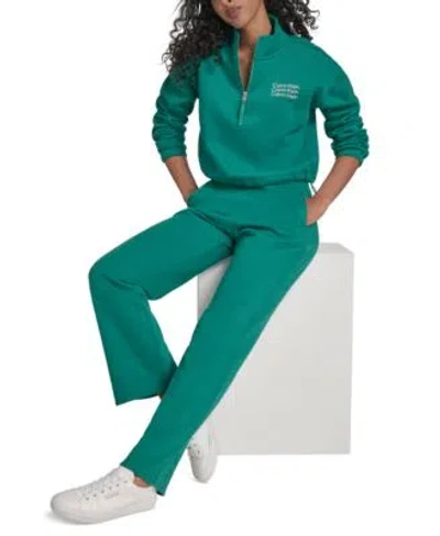 Calvin Klein Performance Womens Fleece Half Zip Top Sweatpants In Green