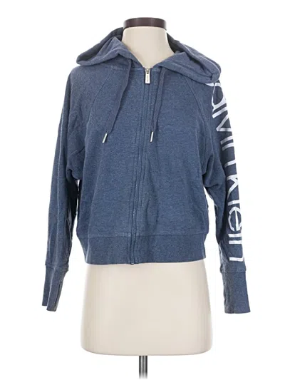 Pre-owned Calvin Klein Performance Zip Up Hoodie In Blue