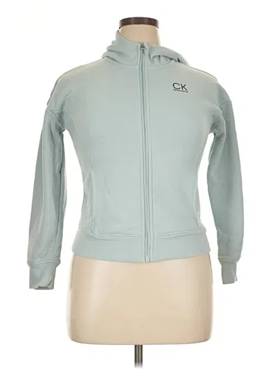 Pre-owned Calvin Klein Performance Zip Up Hoodie In Teal