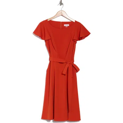 Calvin Klein Petal Cap Sleeve A-line Dress