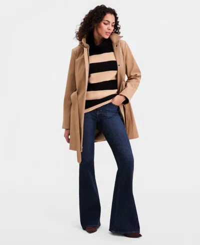 Calvin Klein Petite Belted Zip-front Raincoat In Tigers Eye