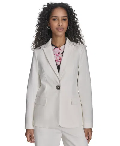 Calvin Klein Petite Classic One-button Blazer In Cream