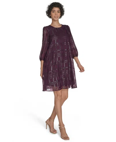 Calvin Klein Petite Clip Chiffon Shift Dress In Purple