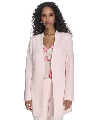 Calvin Klein Petite Collarless Open-front Jacket In Parfait
