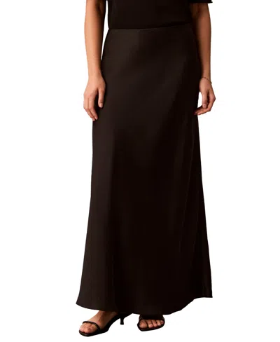Calvin Klein Petite Double Faced Satin Bias-cut Maxi Skirt In Black