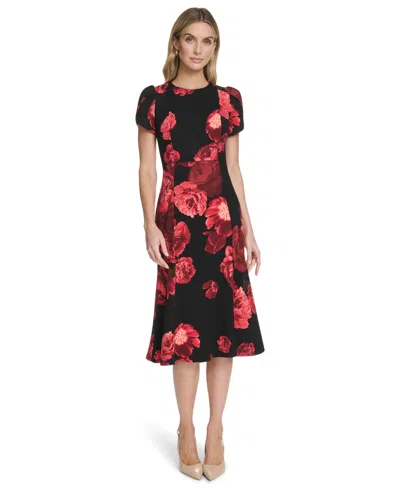 Calvin Klein Petite Floral Fit And Flare Dress In Multi