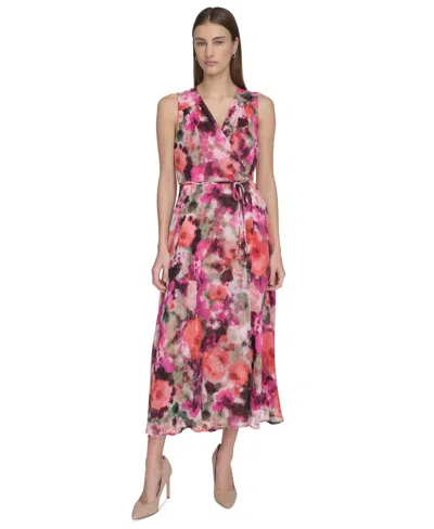 Calvin Klein Petite Floral-print Maxi Dress In Hibiscus Multi