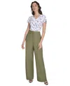 Calvin Klein Petite High-rise Wide-leg Pants In Green