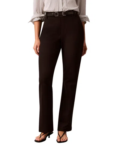 Calvin Klein Petite High-rise Bootcut Pull-on Pants In Black