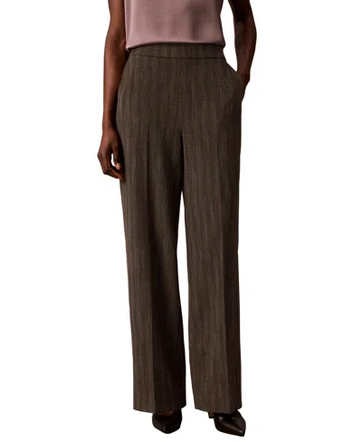 Calvin Klein Petite High-rise Wide-leg Trousers In Brown
