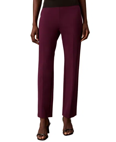 Calvin Klein Petite Hollywood High-waisted Straight Pull-on Pants In Brown
