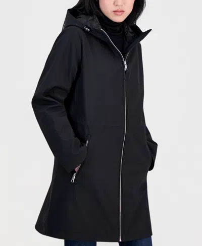 Calvin Klein Petite Hooded Anorak Coat, Created For Macy's In Black