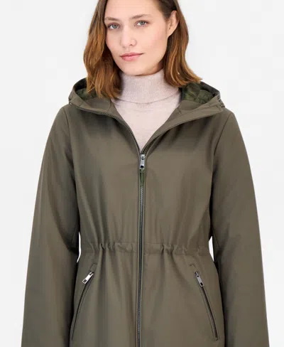 Calvin Klein Petite Hooded Anorak Coat, Created For Macy's In Green