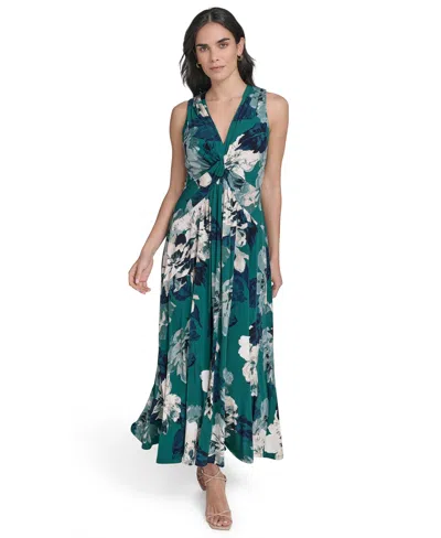 Calvin Klein Petite Jersey Printed Sleeveless Midi Dress In Multi