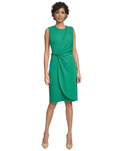 Calvin Klein Petite Jewel-neck Sleeveless Sheath Dress In Meadow