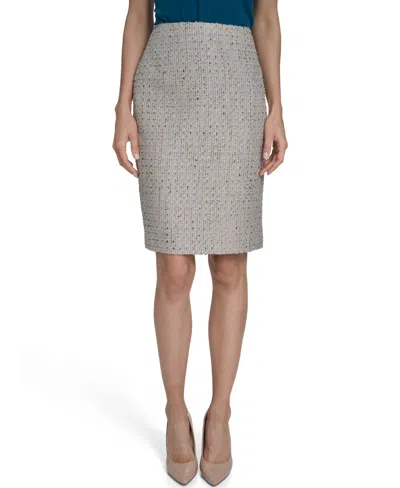 Calvin Klein Petite Knee Length Pencil Fashion Skirt In Gray