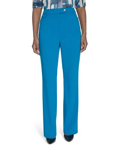 Calvin Klein Petite Lux Modern Fit Mid Rise Straight-leg Pants In Corsica