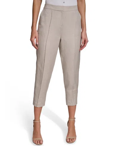 Calvin Klein Petite Mid Rise Ankle Pants In Brown