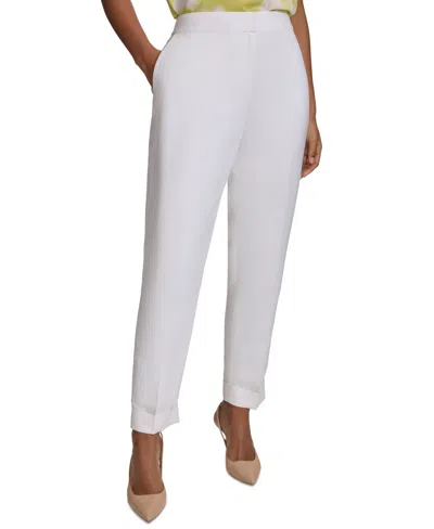 Calvin Klein Petite Mid-rise Cuffed Ankle Pants In White